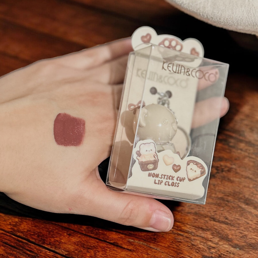 Fuzzy Bear Lipgloss Keychain