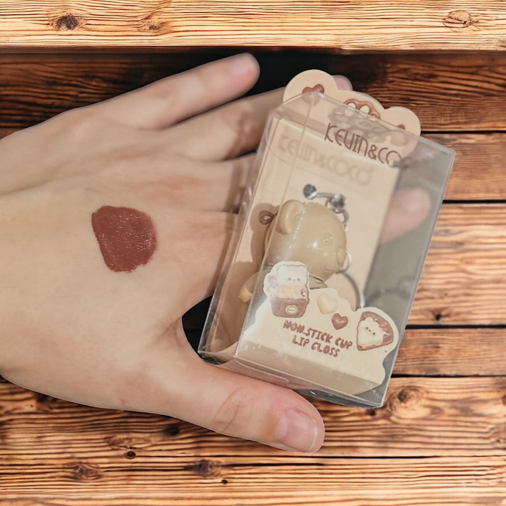 Fuzzy Bear Lipgloss Keychain
