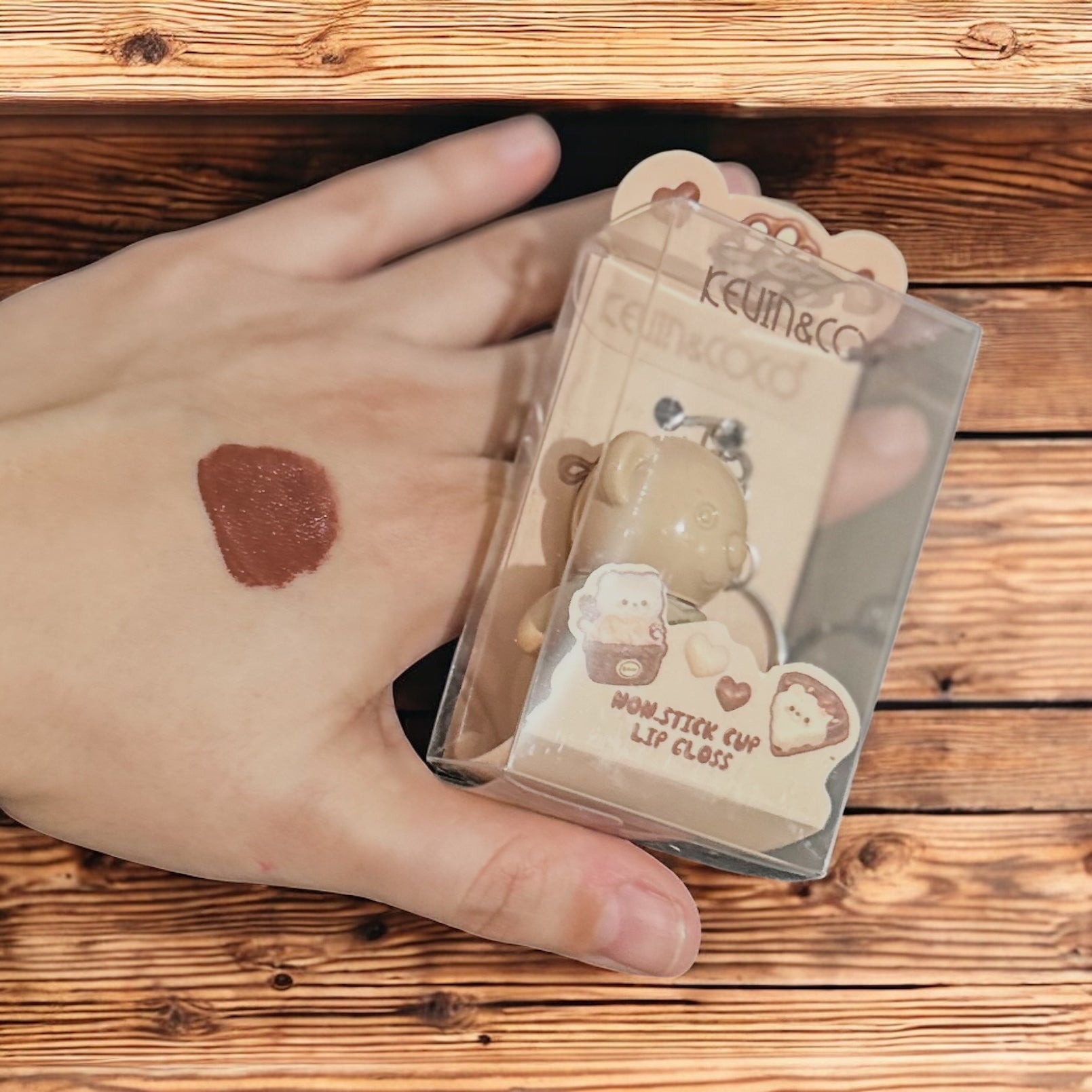 Fuzzy Bear Lipgloss Keychain