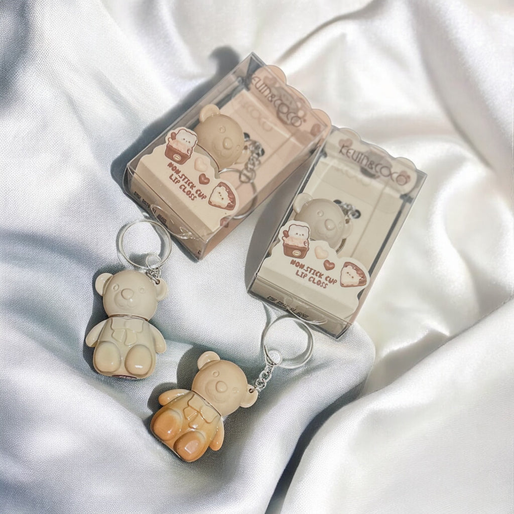 Fuzzy Bear Lipgloss Keychain