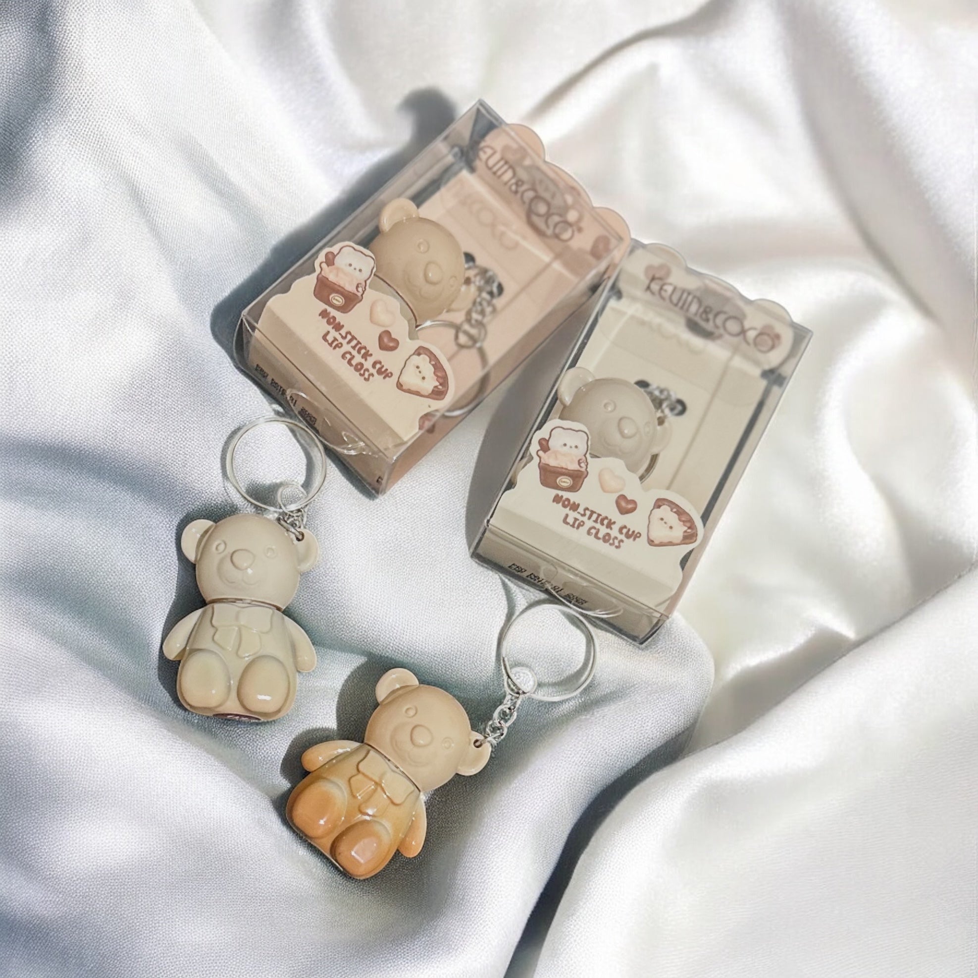 Fuzzy Bear Lipgloss Keychain