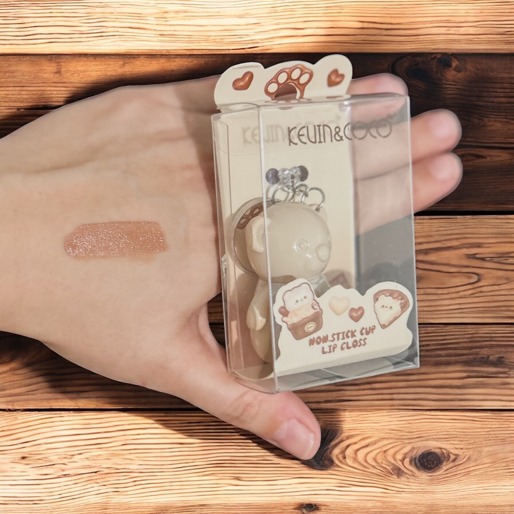 Fuzzy Bear Lipgloss Keychain