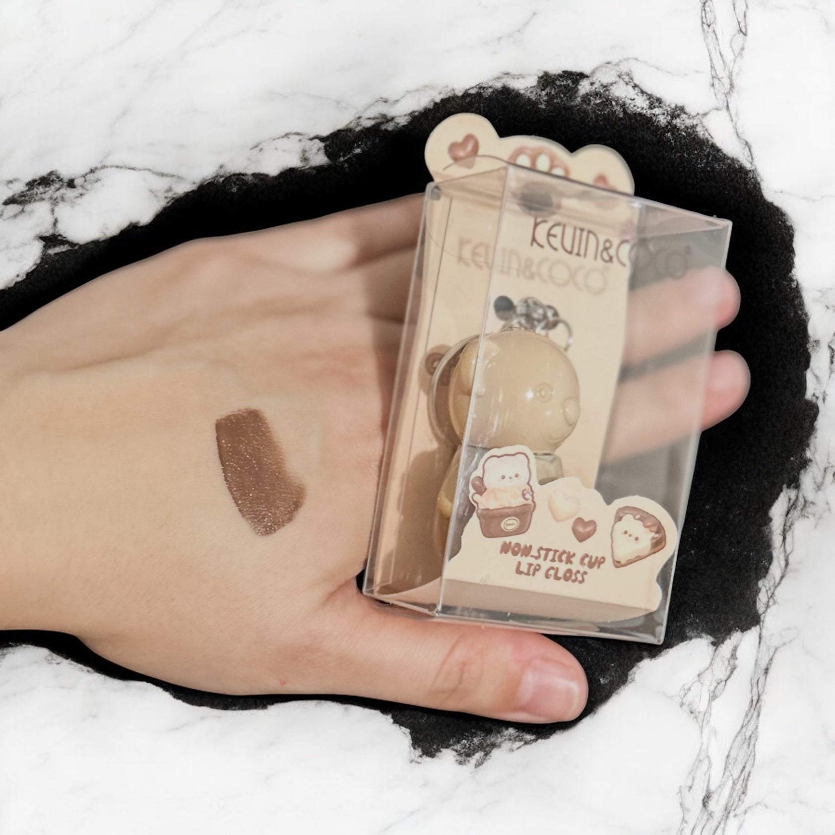 Fuzzy Bear Lipgloss Keychain